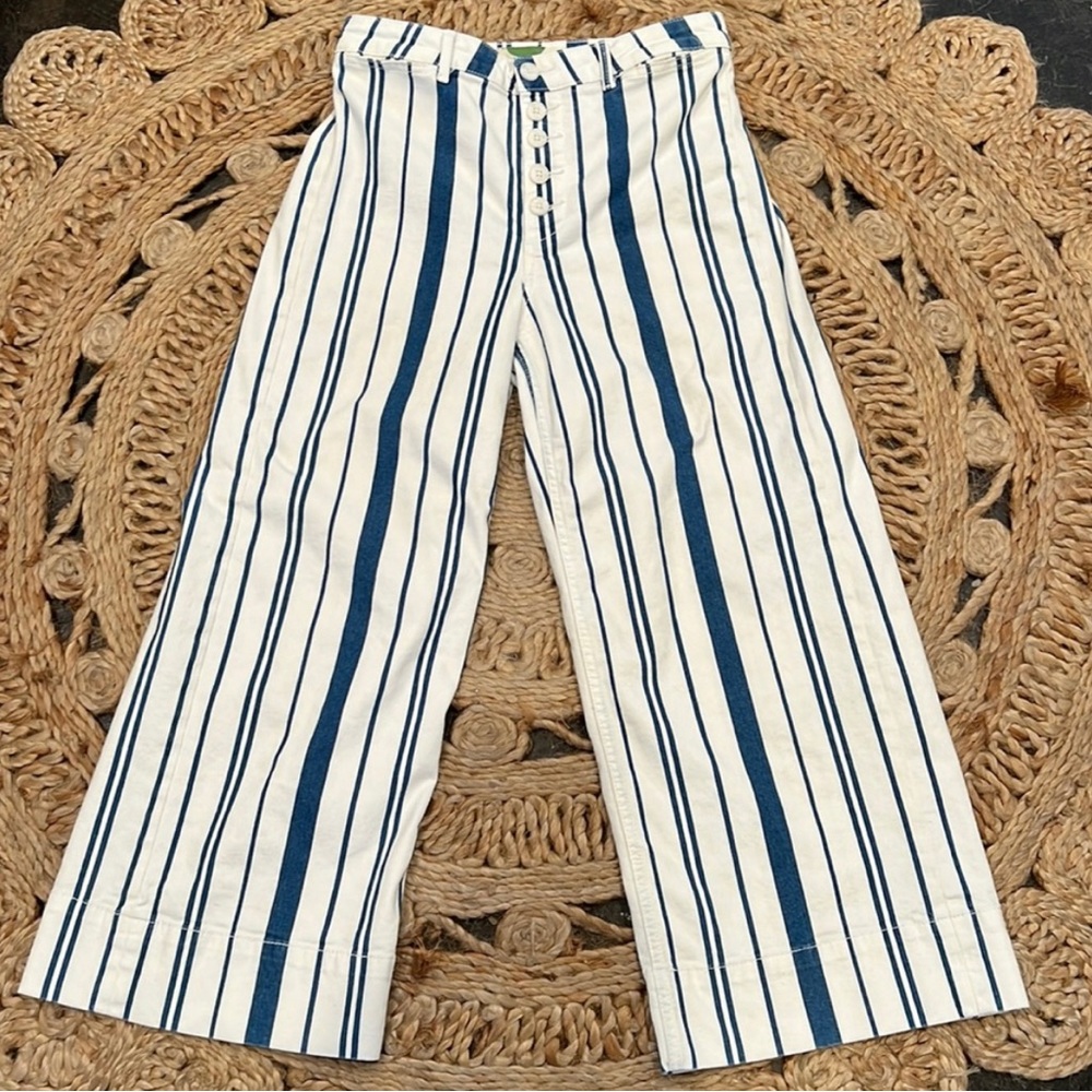 Anthropologie capitaine striped wide leg trouser size 6 - Picture 3 of 6